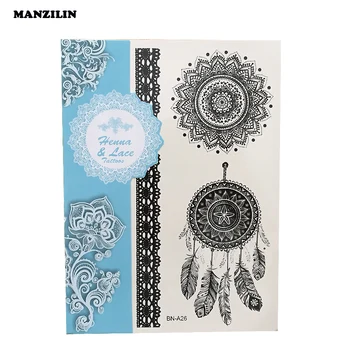 

1PC Fashion Flash Waterproof Tattoo Women Black Henna Jewel Sexy Lace Flower Totem Bridal Henna Temporary Tattoo Sticker