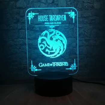 

Moive Game of Throne House Targaryen Logo 3D LED Table Lamp 7 Color Change Night Light Acrylic Home Decor For Children Xmas Gift