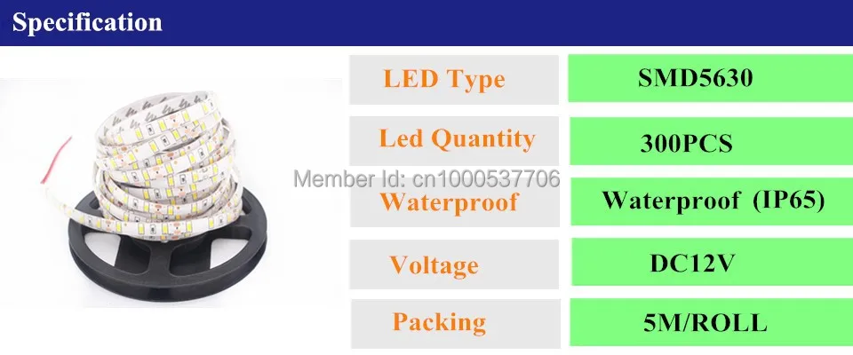 Светодиодные ленты света 5 м/лот Новинка 5630 60 шт./м DC12V 300 светодиодный теплый белый супер яркий Гибкая лампа Водонепроницаемый