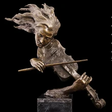 Домашний Настенный декор для гостиной арт-61 см музыка сумасшедшая скрипка бронзовая статуя скульптура украшение латунь декоративная