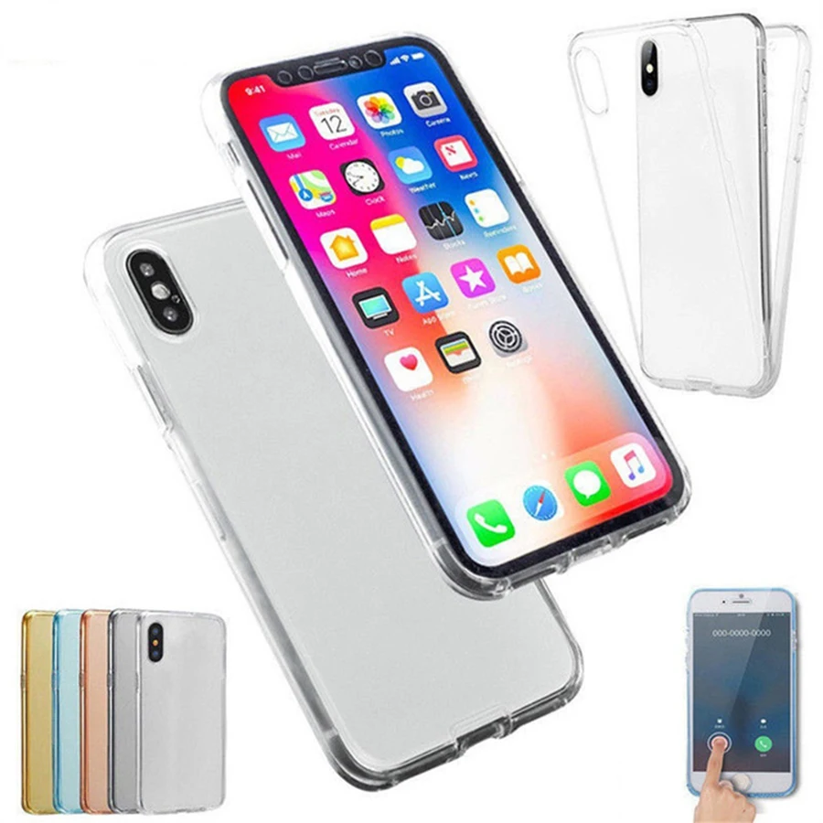 Для iPhone XR XS Max X 8 7 6 6s плюс 360 градусов полный корпус мягкий прозрачный передний и