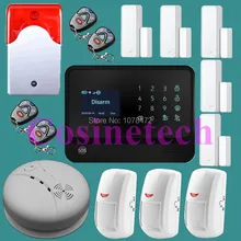 IOS и Android APP Контролируемая GSM wifi сигнализация беспроводная безопасность Смарт GPRS домашняя сигнализация с стробоскопом сирена, пожарная сигнализация