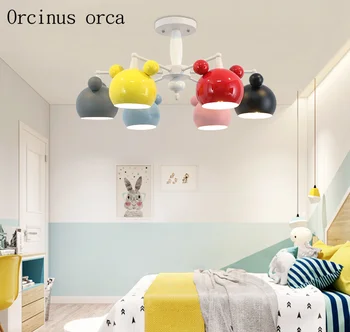 

Nordic creative personality LED chandelier boys girls bedroom children room lights modern minimalist cartoon color ceiling lamp