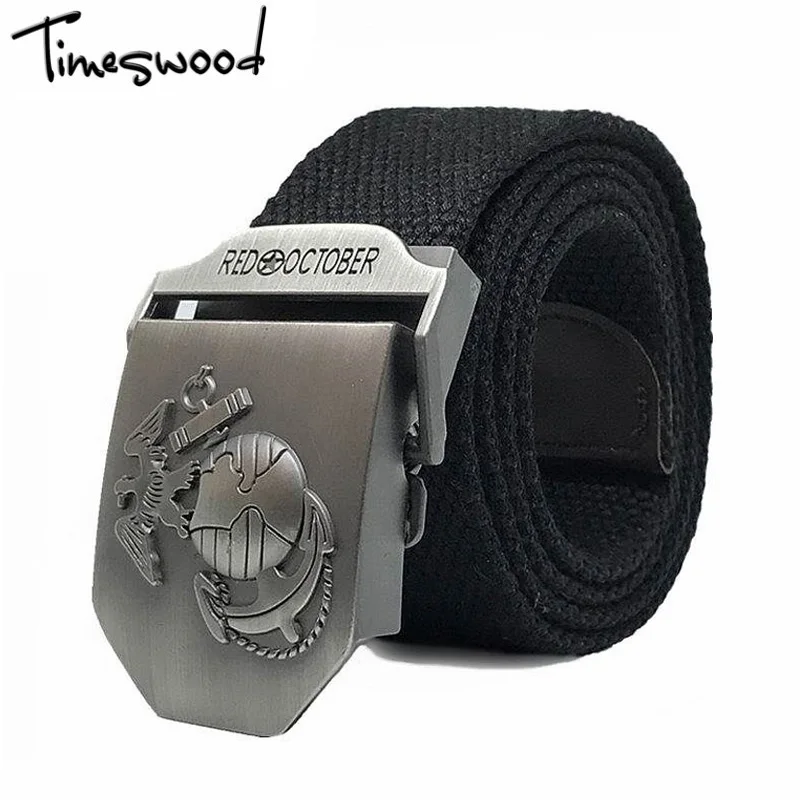 

TIMESWOOD Brand US Army Belts Marine Corps BUCKLE FABRIC CANVAS Belts Military Cintos Cinturones Army Tactics Belt Length 115cm