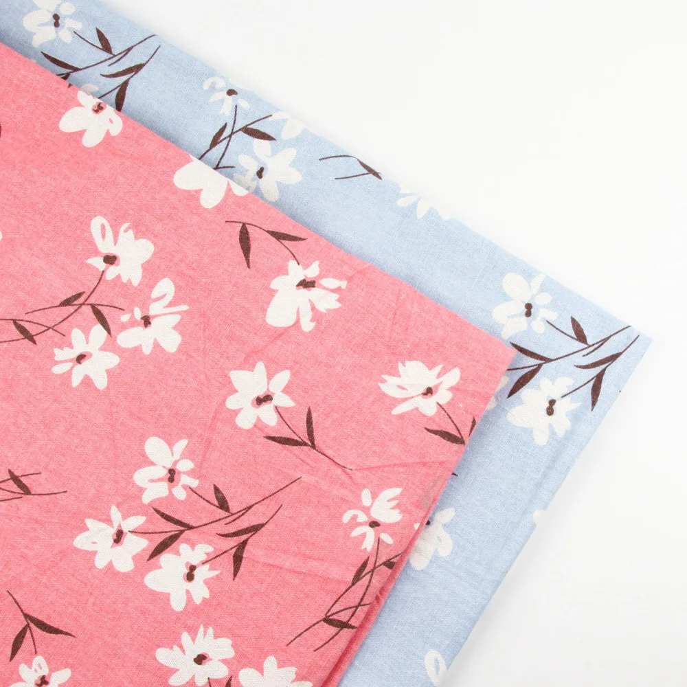 

50cmx 150cm Japan Flowers print Fabric linen cotton fabric cloth DIY table cloth collection plain curtain material 2 colours