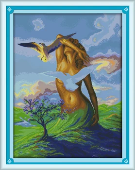 

New Earth goddess cottton home decor people Cross Stitch kits 14ct white 11ct print embroidery DIY handmade needlework wall