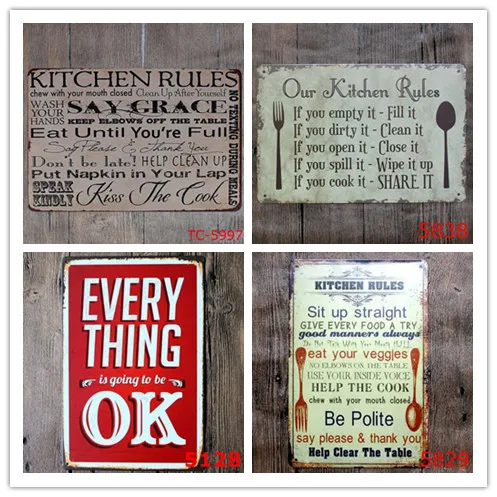 20pcs Poem Funny Family Life Kitchen Rule Quote Metal Painting 20pcs Poem Funny Family Life Kitchen