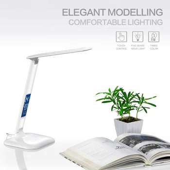

LED Desk Lamp Foldable Dimmable Touch Table Lamp with Calendar Temperature Alarm Clock table Light night lights LED reading lamp