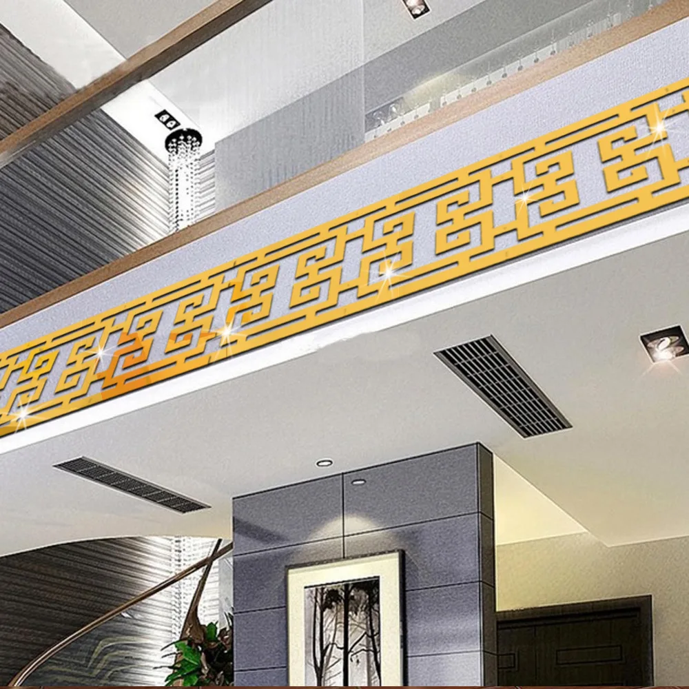 

New mirror Acrylic wall sticker ceiling living room bedroom restaurant mall stereo kicking waist line decoration can be removed