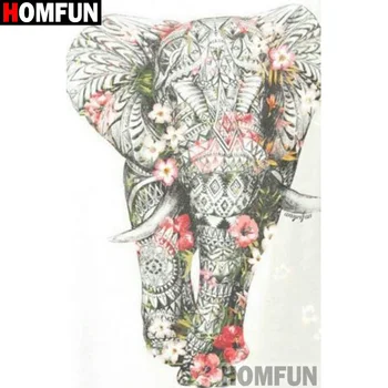 

HOMFUN Full Square/Round Drill 5D DIY Diamond Painting "Flower elephant" Embroidery Cross Stitch 3D Home Decor Gift A17589