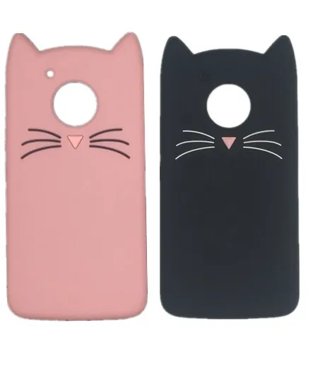 For Motorola Moto G5 Soft Silicone Phone Case Plus 3D Cartoon Smile Black Cat Ears Beard Cover | Мобильные телефоны и