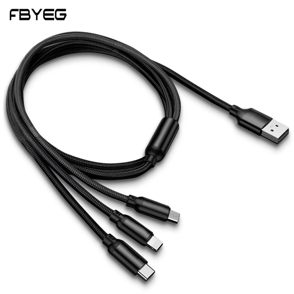 

FBYEG 3 in 1 USB Cable for Mobile Phone Micro USB Type C Charger Cable for iPhone Charging Cable Micro USB Charger Cord
