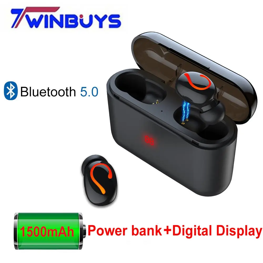 Беспроводные наушники Bluetooth 5 0 TWS с цифровым дисплеем charing чехол мини музыка