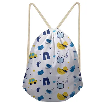 

THIKIN Cartoon Slippers Printed Kids Polyester Beam Pocket Drawstring Bag Casual Travel Storage Package Unisex Lightweight Bags