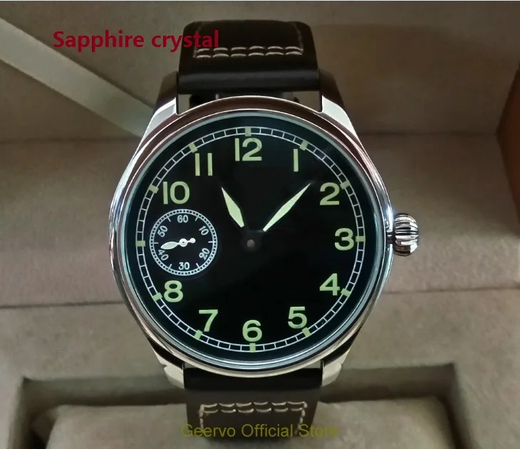 

Sapphire crystal 44mm SAsian 6497 Hand Wind Mechanical movement mechanical watches luminous men's watch wholesale gr205-g