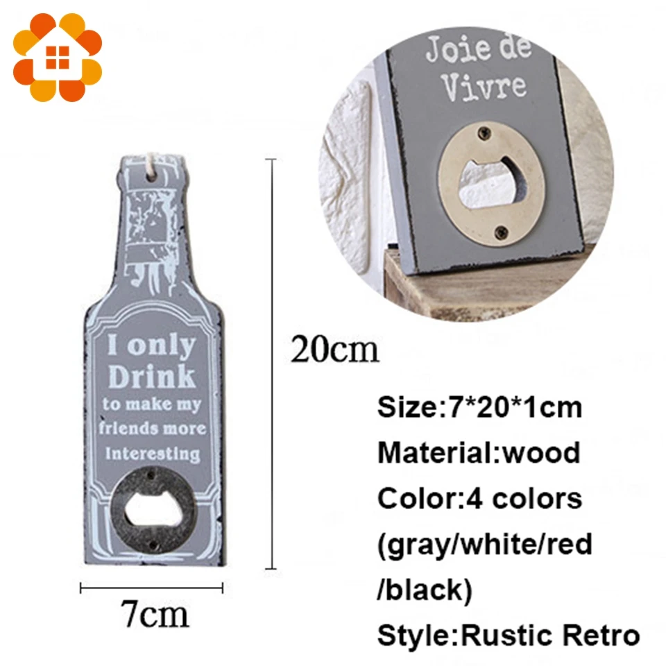 1 шт. Креативные украшения для дома, аксессуары, деревенский Ретро деревянный многоцелевой Открыватель для пивных бутылок, сделай сам, кухонный домашний декор, ремесла