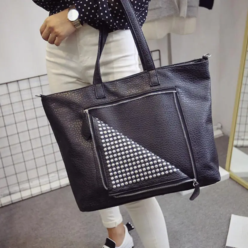

Ausuky New Arrival Autumn Bag Large Shoulder Bag Daily Vintage women messenger bags Causal Rivet Bag bolsa feminina 45
