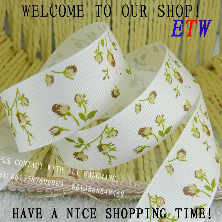 

Free Shipping Romantic rose brown printed grosgrain ribbon 1''(25mm) 20 yards/lot girl dress accessories ribbon
