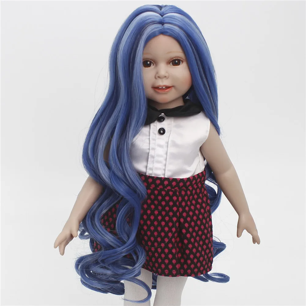 18 дюймов Высота американская кукла парики длинные вьющиеся серый хаки смешанный цвет для волос парики для 1" американская игрушка лучший подарок для девочек - Цвет: Красный