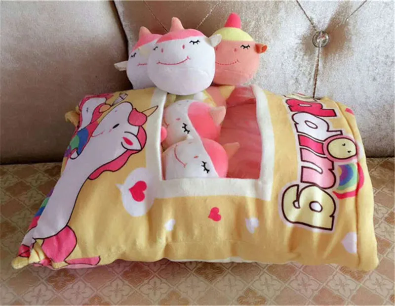 Cute Big Bag Unicorns Pudding Plush Toys Pillow Cartoon Flying Horse Simulation Snacks Throw  Pillows Cushion Dolls 8pcsbag (1)
