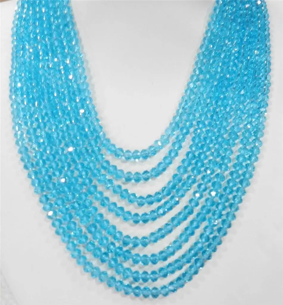 

8 rows jewelry blue Crystal beads chain necklace, 5 rows Bracelet sets
