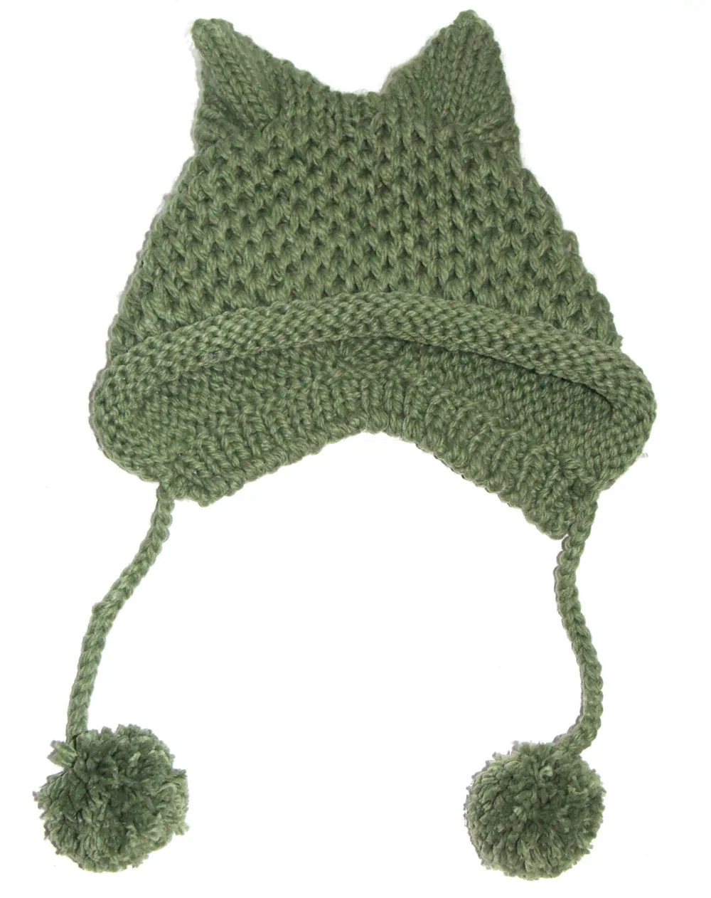 BomHCS, женские зимние шапки с кошачьими ушками, новинка, вязаная шапка ручной работы, шапка с ушками - Цвет: Army Green