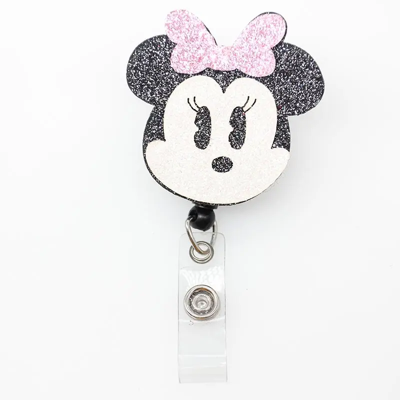 

felt Mickey mini Mouse head Retractable Badge Reel Nurse Pull Key ID Name Card Badge Holder reel