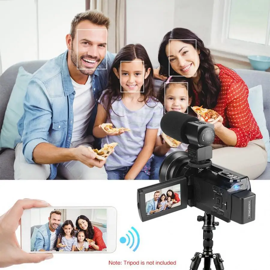 Видео камера 4K 48MP WiFi цифровая видеокамера с широкоугольным макро объективом+ внешний микрофон camara de video