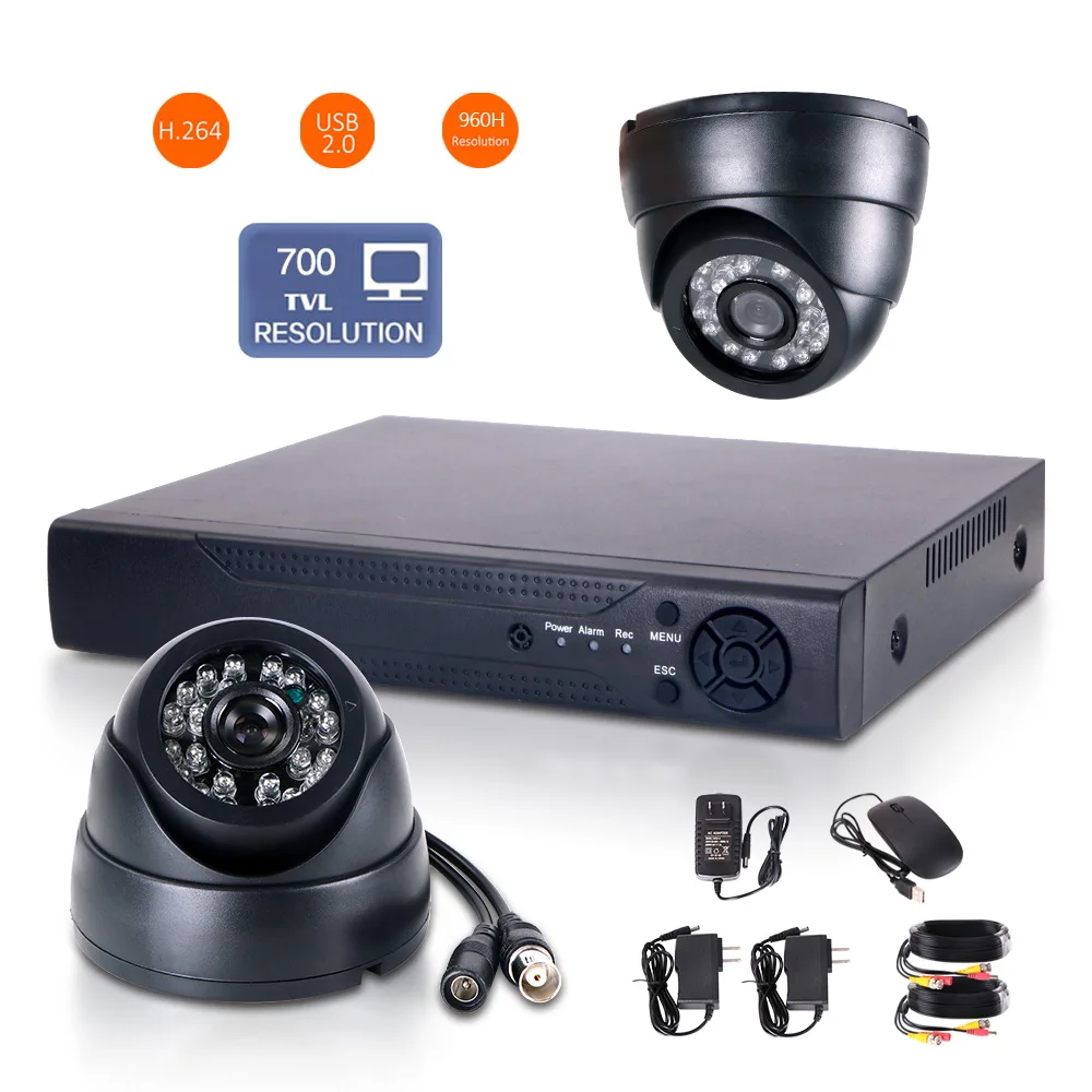 4CH H.264 Security DVR HD Wide Angle 700TVL CMOS 24IR 3.6mm CCTV system ...