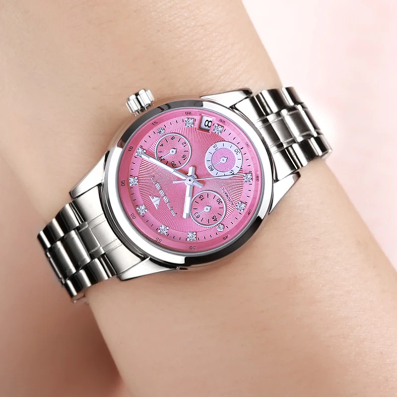 Tanie Automatyczny mechaniczny zegarek damski 2020 zegarki damskie FNGEEN Ladies Wacth data Casual zegarek biznesowy kobiety sukienka zegar