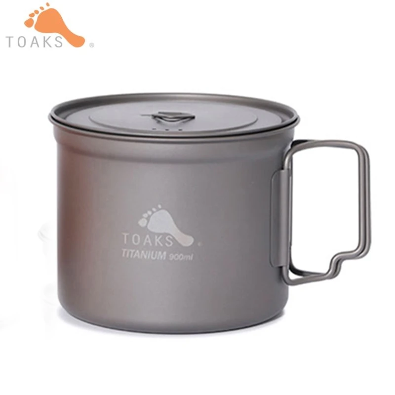  TOAKS 900ml Titanium Pot Titanium Cook Pot with Foldable Handles and Lid Kitchen Cookware Tools Ult - 4000453260948