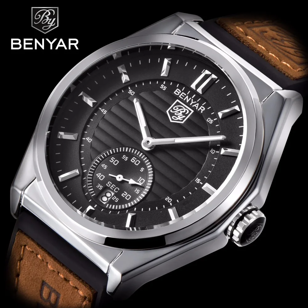 

2019 BENYAR Luxury Brand Business Fashion Men's Watch Analog Display Date Quartz Clock Men's Waterproof Sport Relogio Masculino