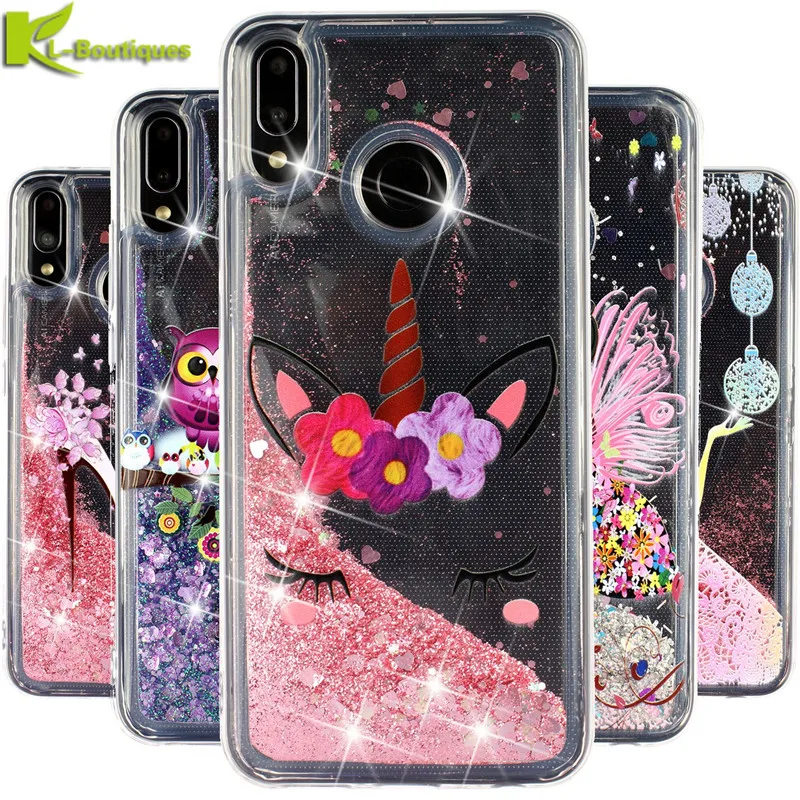 Мягкий чехол для Huawei Y9 2019 чехлы Etui телефона блестящий динамический Жидкий с