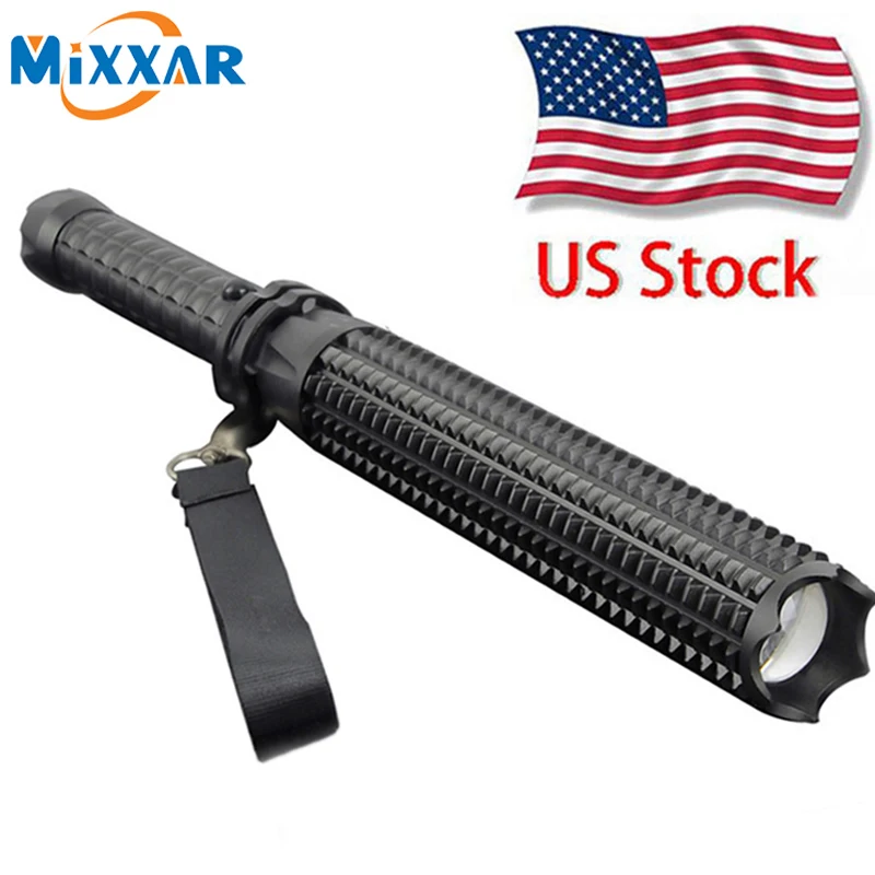 

US STOCK 9000LM L2 LED Spiked Mace Baseball Bat Flashlights Self-defense 5 Mode Patrol Rechargeable Torch Lamp