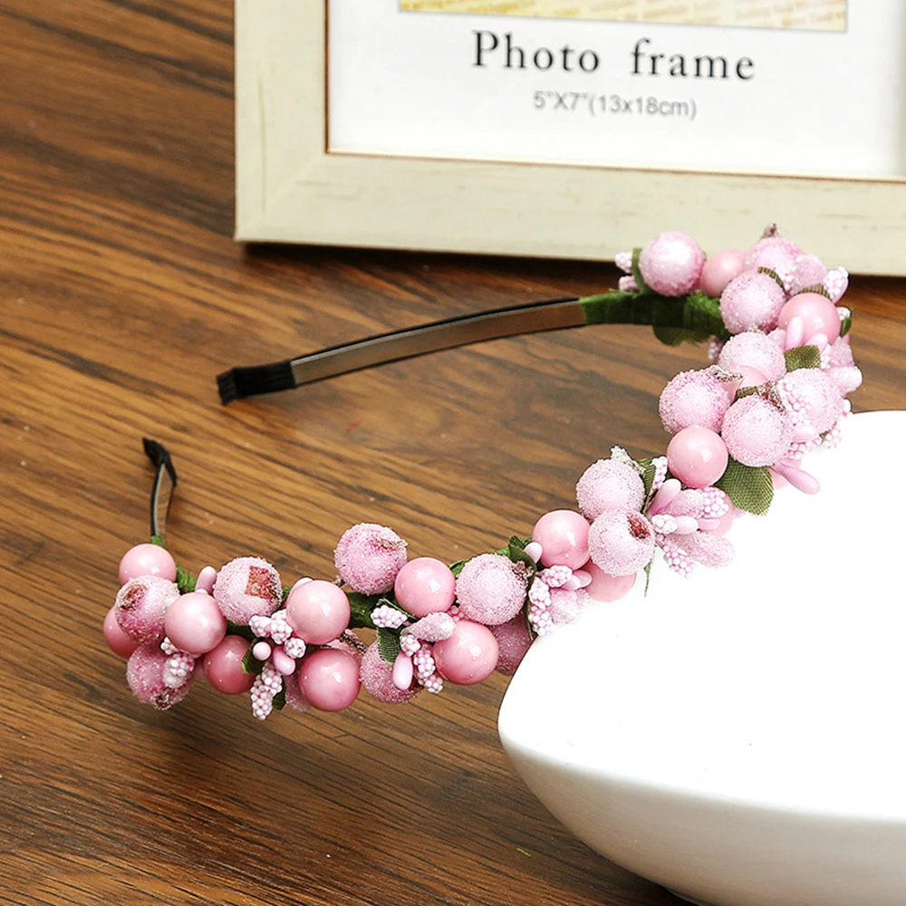 Flower Hair Accessories Crown Wedding Berry Flower Turban Hairband Party Headband Women 30250/30260