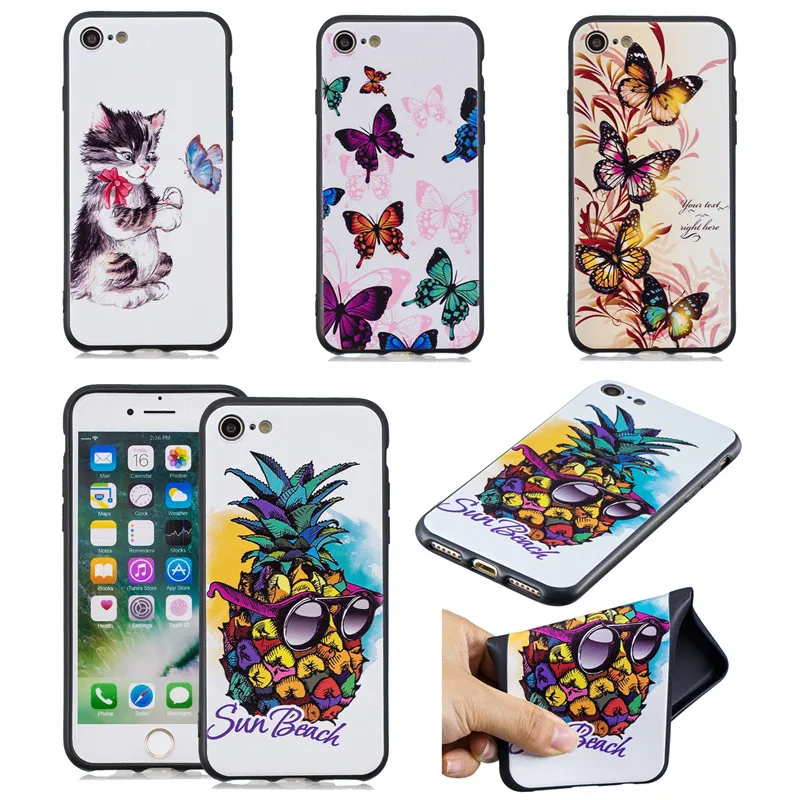 Мода сосны apple бабочка кошка чехол для iphone 7 8 Силиконовая задняя крышка Чехол