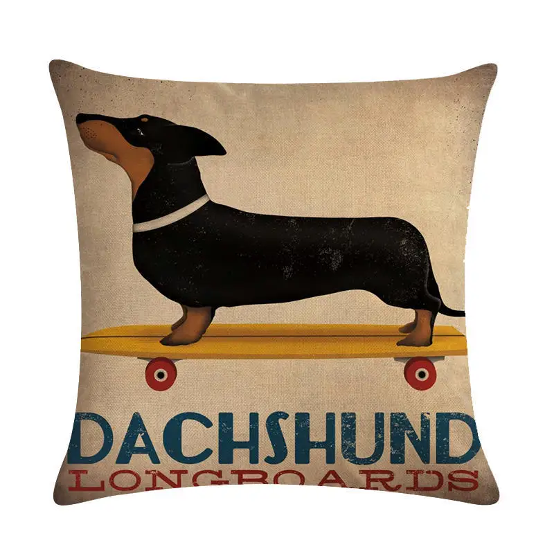 Подушка для собак 45x45 см, Золотая наволочка с изображением ретривера хлопково-льняной домашний декоративная подушка, чехол для дивана - Цвет: 4