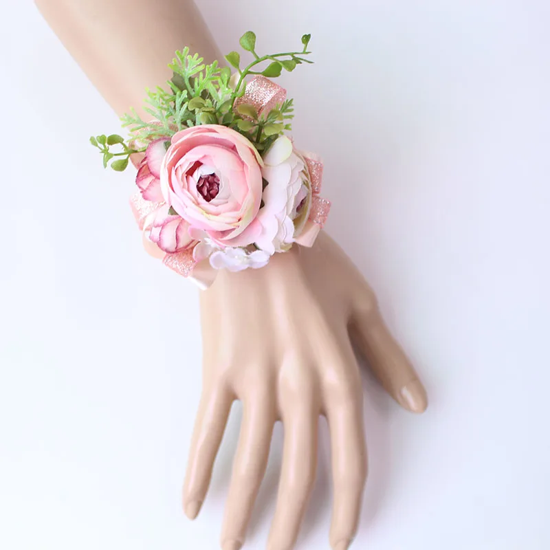 Wrist Corsage Bracelet wrist flowers artificial flowers rose  (3)
