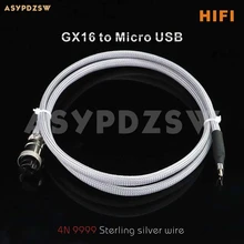1,2 м DIY 4N Стерлинговое Серебро GX16 микро USB линейный кабель питания для Android/Raspberry