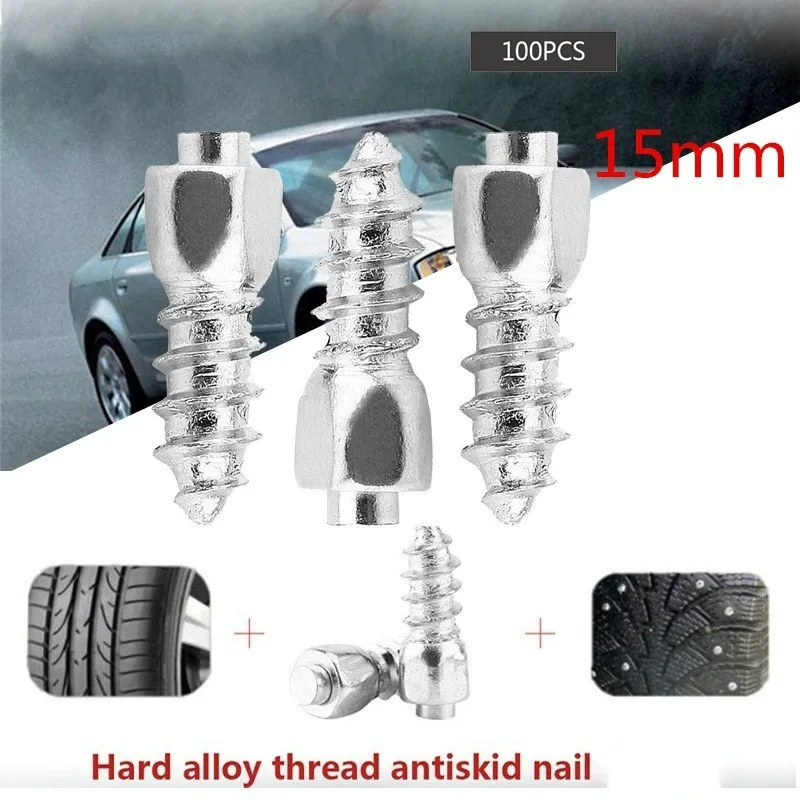 100 Pcs Snow Tire Studs With Drill Sleeve - Steel Traction Studs For Snowmobile, Motorcycle, Scooter Tires