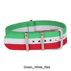 Durable Waterproof Nylon Watch Strap - Army Sport Design - 22mm (Green White Red)