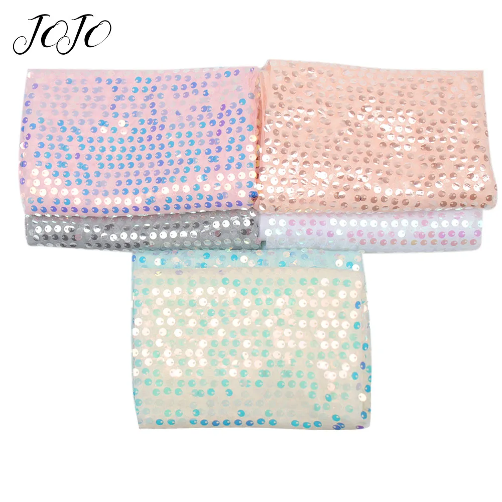 

JOJO BOWS 45*150cm Sequin Fabric For Craft Candy Sheet For Needlework Home Textile Decor Dress Making Cloth DIY Mickey Material