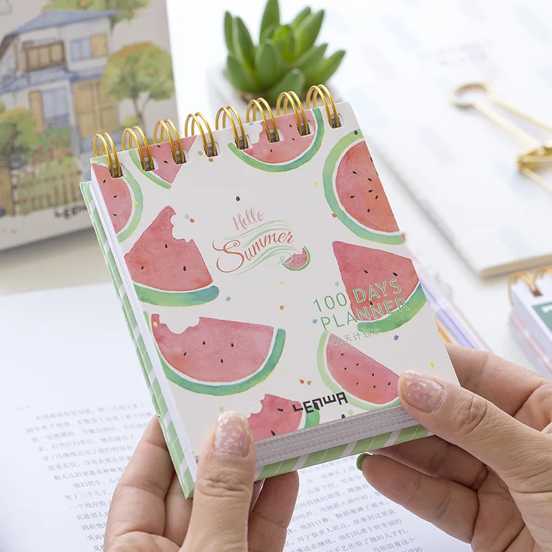 

Hello Summer" Coil Spiral 100 Days Daily Planner Memo Journal Notebook Diary Cute Notepad Free Note