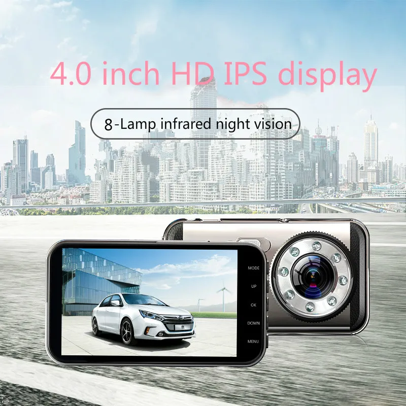 

H30 4.0 inch HD 1080P Car DVR Dual Lens Night Vision Cam Dash Vehicle Video Recorder with Rear Camera FREE 16GB TF Card