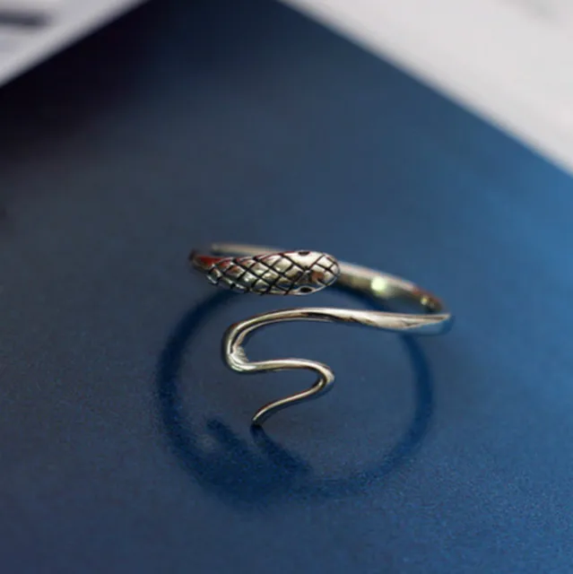 Flyleaf 925 Sterling Silver Small Snake Open Rings For Women Vintage Style Lady Flyleaf 925 Sterling Silver Small Snake Open Rings For Women Vintage Style Lady