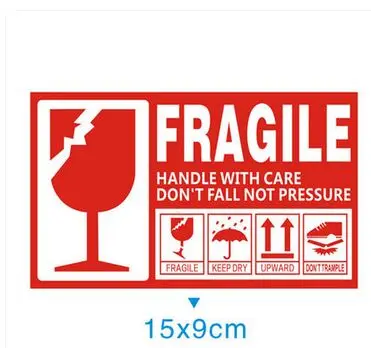 

50pcs FRAGILE/KEEP DRY/UPWARD/DO NOT TRAMPLE stickers label for care handle label packing caution stickers 9x15cm
