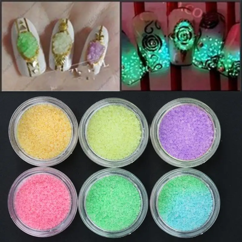 

Neon Colors Phosphorescent Luminous Powder Glow In Dark Nail Art Acrylic Colorful Nail Decoration 1 Box Glitter Luminous