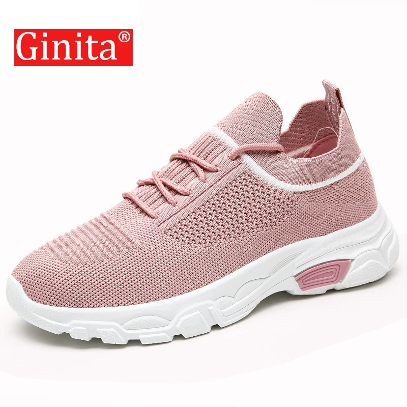 

Ginita 2019 New Sneakers For Women Air Mesh Breathable Cheap Sale Ladies Fashion Sneakers Shoes Flyknit Lace Up Solid Footwear