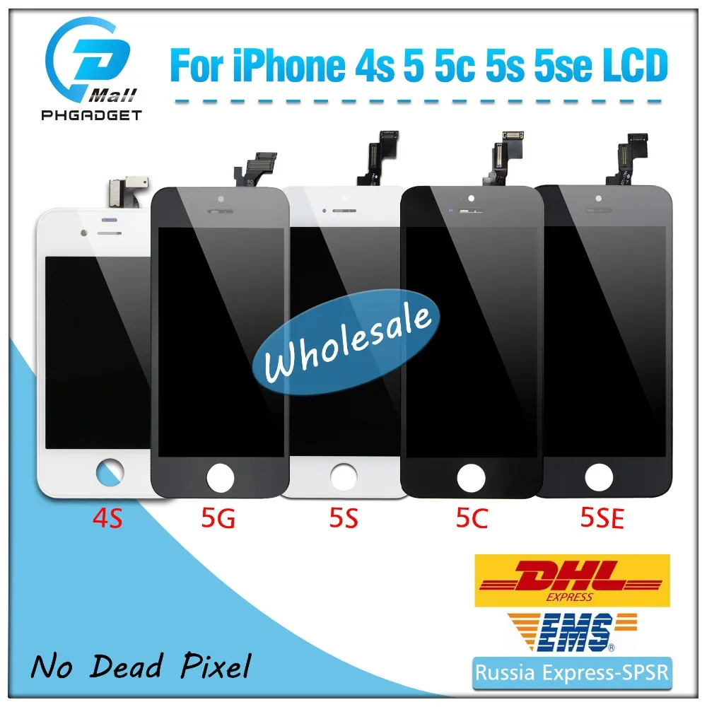 

10 pcs/lot AAA Touch Screen + Display LCD Digitizer for iphone 5s 5 5c 4s DHL free shipping
