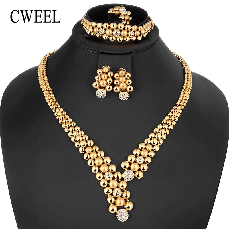 CWEEL Jewelry Sets Women Dubai Indian Jewelry Sets Round Ethiopian Wedding African Beads Jewelry Set Gold Color Jewellery Set цена CWEEL Jewelry Sets Women Dubai Indian Jewelry Sets Round Ethiopian Wedding African Beads Jewelry Set Gold Color Jewellery Set цены онлайн